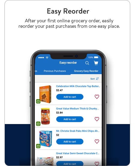Easy reorder - After your first online grocery order, easily reorder your past purchases from one easy place. 