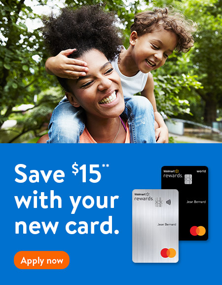 Save $15** with your new card. Apply now